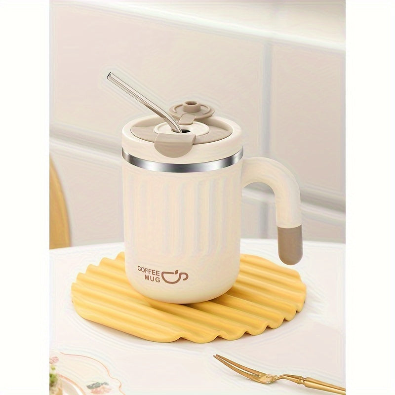 480ml Double-Wall Insulated Stainless Steel Coffee Mugs - Durable, Stylish, and Spill-Proof Travel Cups with Lids for Couples and Office Use - Ideal for Hot and Cold Beverages, Easy to Clean, and BPA-Free