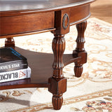 1pc Solid Wood Vintage Oval Coffee Table With Storage Shelf For Living Room, Easy Assembly