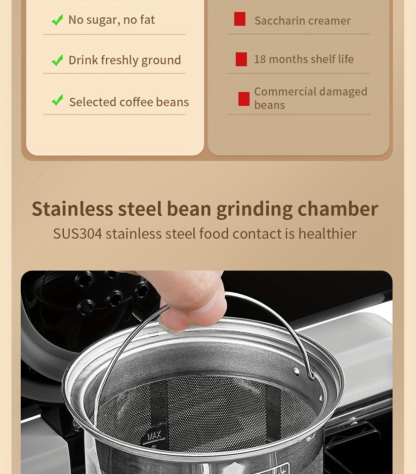 LCD Display, Automatic Drip Coffee Machine With Grind, HAUSWIRT Coffee Maker With Grinder, Grind And Brew Coffee Maker, Compatible For Bean Ground Coffee And Tea