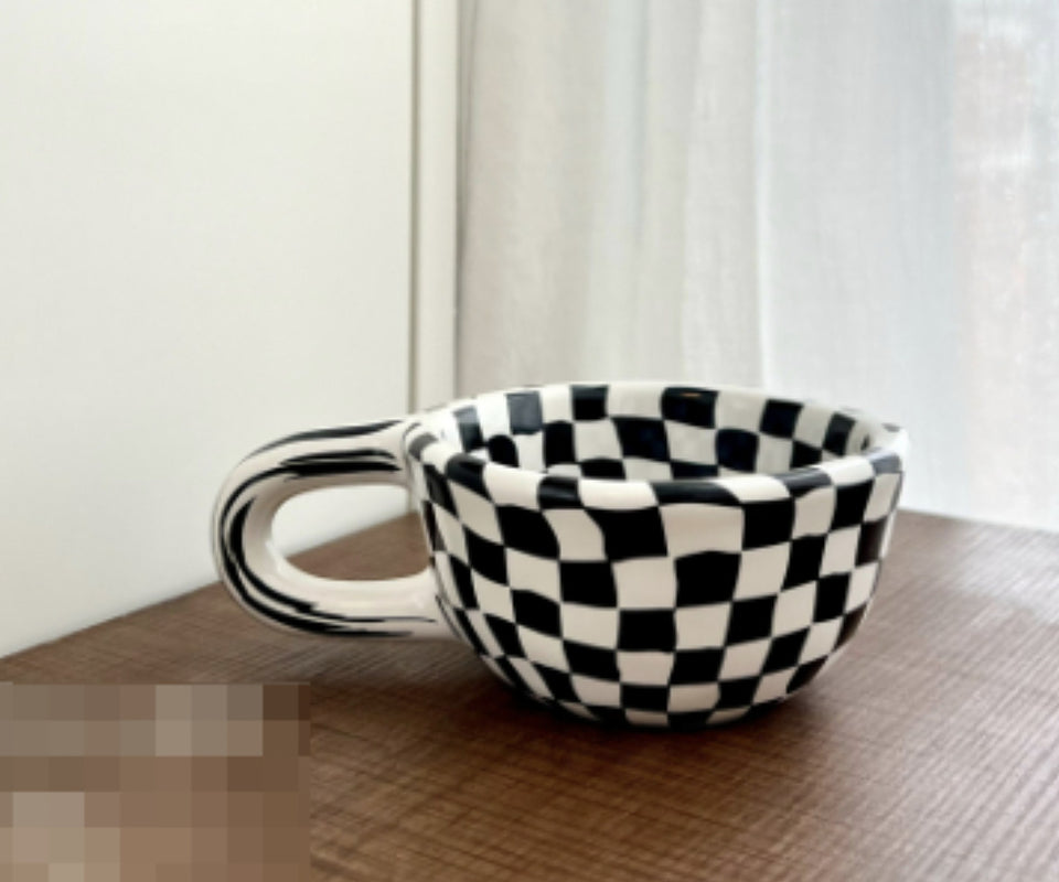 Korean Irregular Checkerboard Coffee Cup
