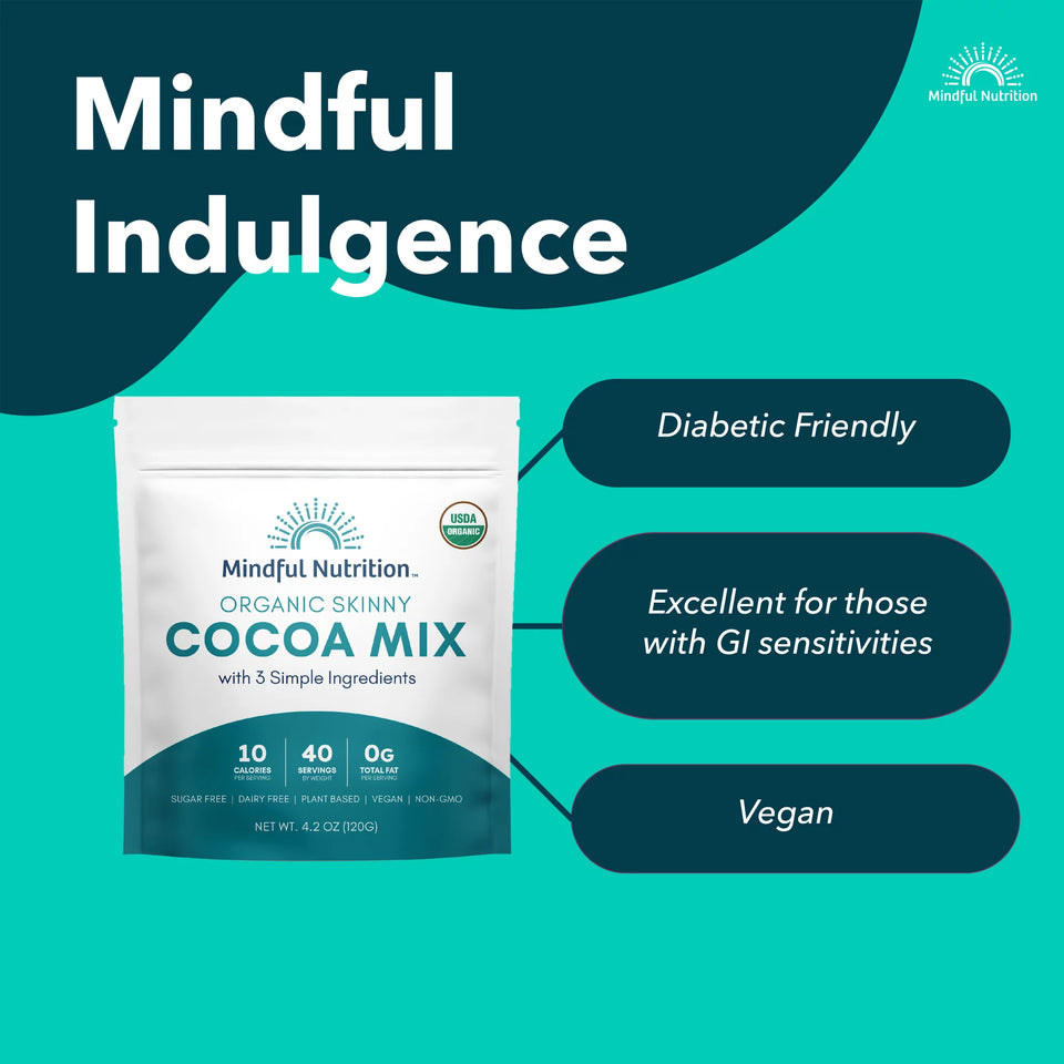 Organic Skinny Hot Cocoa Mix | 40 Serving Size 3G | Sugar Free Hot Chocolate 4.2Oz