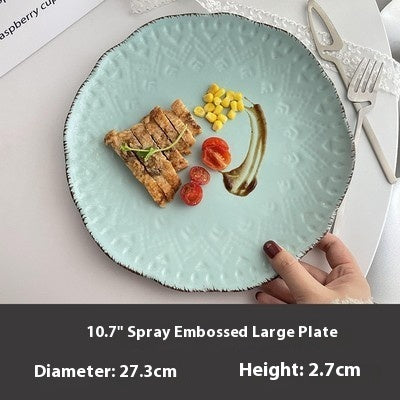 INS Ceramic Retro Western Cuisine Plate Dish Restaurant Dessert Plate Wholesale