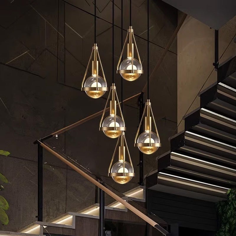 Copper Crystal Chandelier Bedroom Bed Head Light Luxury Modern Minimalist Restaurant Bar Counter