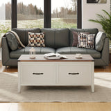 Farmhouse Coffee Table, 43'' Hinged Lift Top Wood Center Table with Large Hidden Storage & 2 Drawers for Living Room