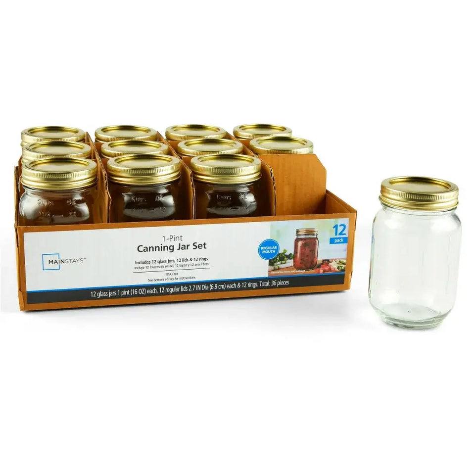 Large 32 Oz Mason Jars 12Pk, Regular Mouth Quart Canning Jars and Lids, Bulk Glass Jars for Canning Whole Fruits, Jarring Tomatoes, Pantry Organization, Home Décor
