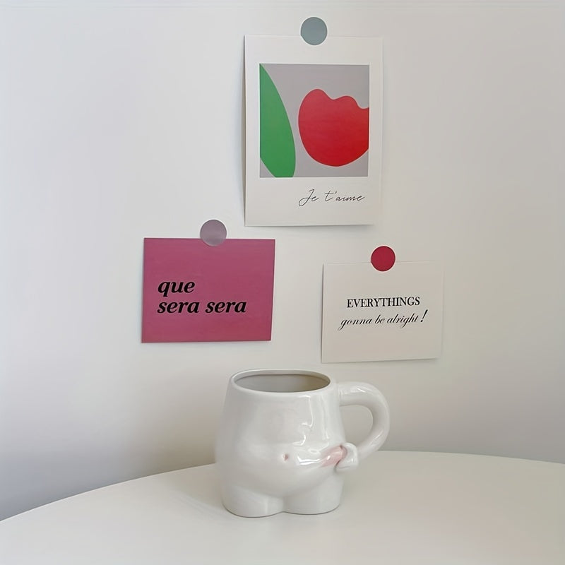 [Top-Rated] Charming Ceramic Belly Cup - Perfect for Coffee & Milk, Unique Design Mug for Valentine's Day & Easter