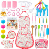 Kids Cooking Baking Set for Girl Boy, Real Baking Supplies Kits, Birthday Gifts for 3+ Year Old Girls, Kids Baking Utensils Includes Rolling Pins Chef Costume Hat and Apron Dinosaur