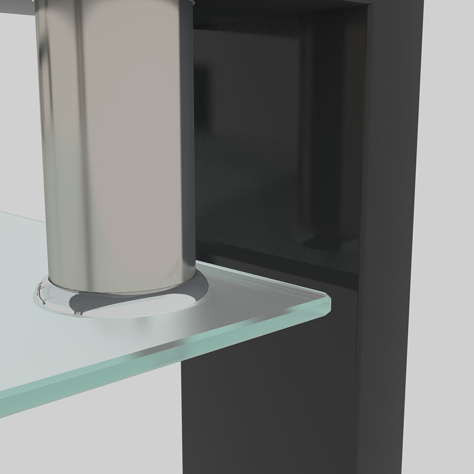 1pc JESAHAI Rectangle Glass Coffee Table, Clear Tempered Glass Side Center Tables with Black Metal Legs for Living Room