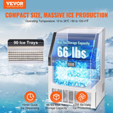 VEVOR Commercial Ice Maker, 200lbs 24H, Ice Maker Machine, 90 Ice Cubes In 12-15 Minutes, Freestanding Cabinet Ice Maker With 66lbs Storage Capacity LED Digital Display, For Bar Home Office Restaurant