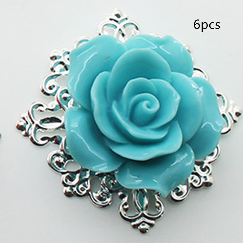 Rose Flower Napkin Button Silver Plated High-end Hotel Western Restaurant
