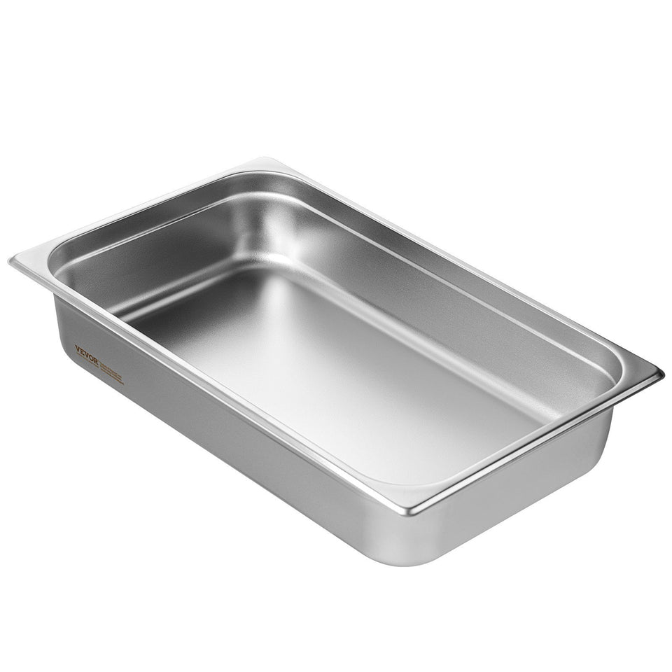 6 Pack Hotel Pans, Full Size Anti-Jam Steam Pan, 0.8mm Thick Stainless Steel Restaurant Steam Table Pan, 4-Inch Deep Commercial Table Pan, Catering Storage Food Pan, For Industrial  Scientific