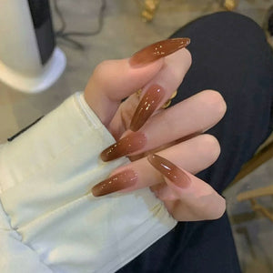 Ice Transparent Coffee Long Ballet Wear Finished Nail Beauty Patch