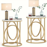 Modern Round End Table, 20" Side Table Coffee Table Cocktail Table With Unique O-Shaped Base, Midcentury Accent Table Nightstand For Living Room Bedroom