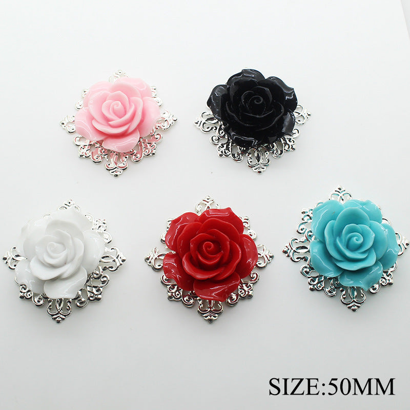 Rose Flower Napkin Button Silver Plated High-end Hotel Western Restaurant