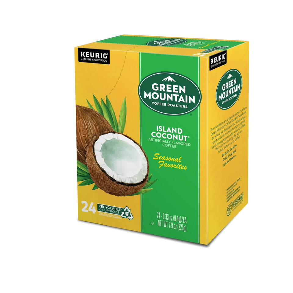 Green Mountain Coffee Island Coconut, K-Cup Pods, Light Roast, 24 Count for Keurig Brewers