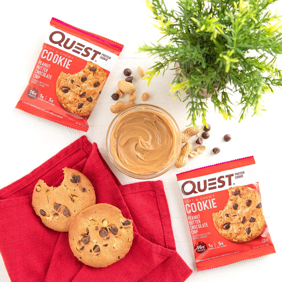 Quest Protein Cookie, Keto Friendly, Peanut Butter Chocolate Chip Flavored, Soft and Chewy, 12 Count