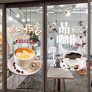 Coffee Shop Glass Door Sticker Showcase Wall Sticker