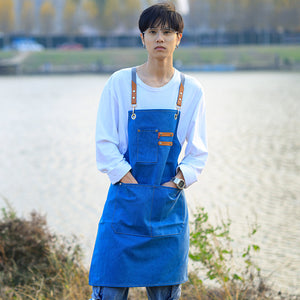 Denim Thick Canvas Apron Milk Tea And Coffee Cake Shop Baking Hairdressing Manicure Chinese Restaurant Overalls