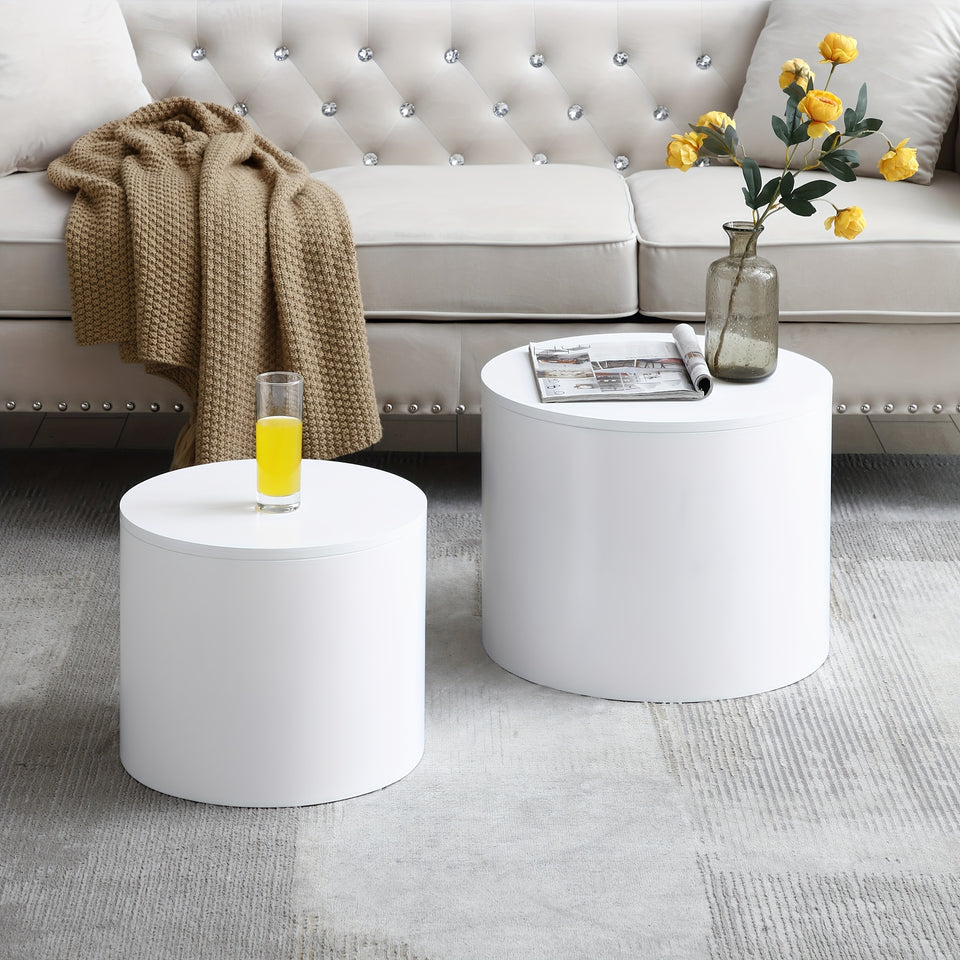 Modern Nesting Coffee Table Set, Round & Hexagonal Wooden Design, Perfect For Small Living Spaces, Two Circular Side Tables Or Stylish Hexagonal Side Tables