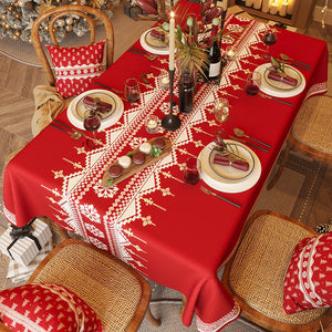 Christmas Red Tablecloth Festive Coffee Table Rectangular