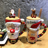 Home Cute Santa Elk Ceramic Coffee Cup