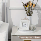 Rustic Farmhouse White Wooden Tray with Unique House Pattern - 12" Round Decorative Serving Tray for Coffee Table, Perfect for Home Decor, Parties & Gifts