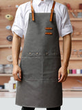 Cowhide Strap Denim Apron Coffee Shop Barber
