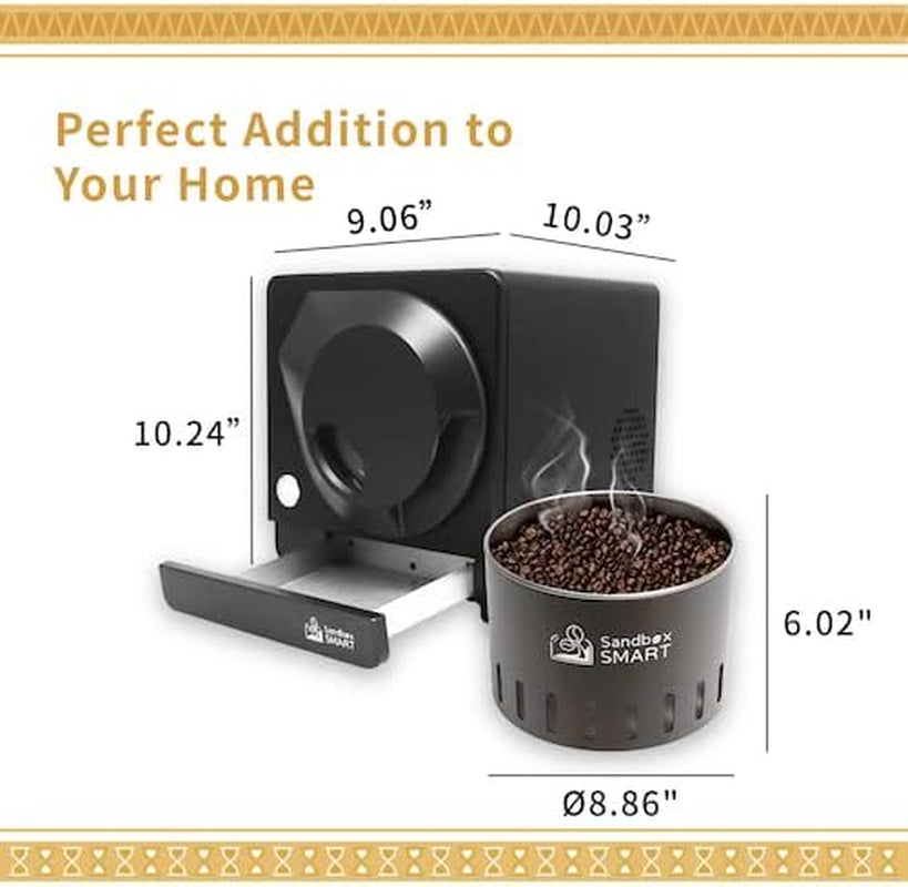 R1 Home Coffee Roaster Pack of Cooling Tray C1-100G-150G Electric Direct Fired Coffee Roasting - Easy Operation and Clean - App Control - History Saving Function - 110V Black