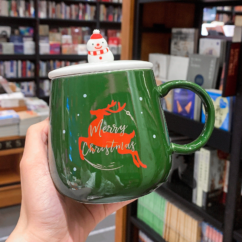 Ceramic Creative Home Coffee Cup With Lid Spoon