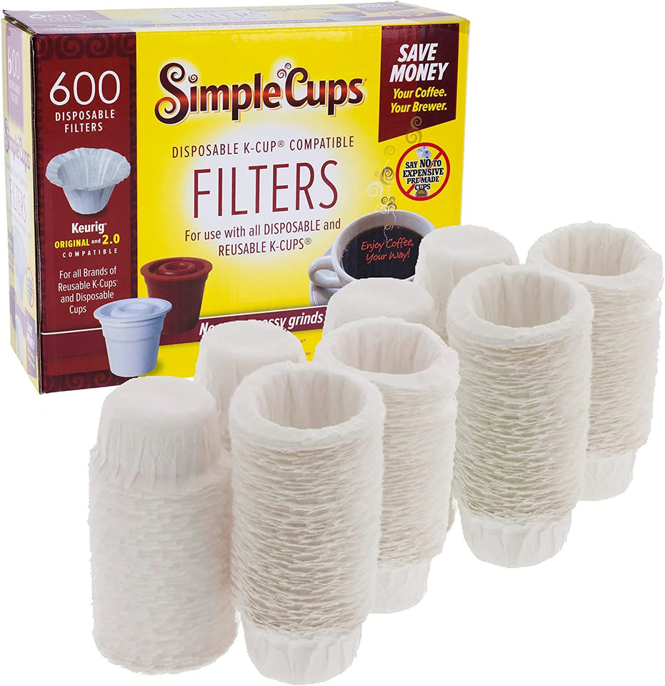 Disposable Filters Compatible with Keurig Brewers- 600 Single Serve Replacement Filters Compatible with Regular and Reusable K Cups- Use Your Own Coffee