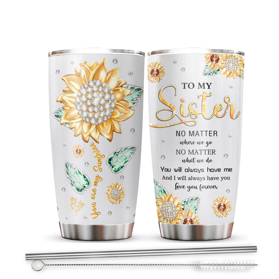 20oz Sisters Tumblers - Funny Coffee Mugs for Sisters - Unique Birthday & Christmas Gift Ideas for Little or Big Sister - Durable, BPA-Free, Dishwasher Safe Cups & Mugs