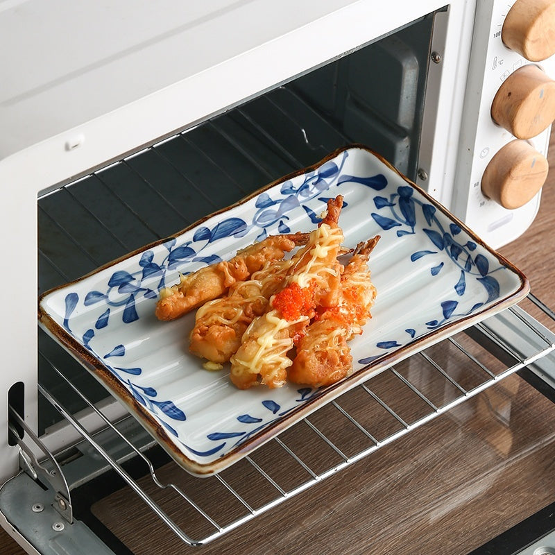 Ceramic Horizontal Pattern Sushi Kebabs Long Plate Restaurant Commercial Side Dish Tableware