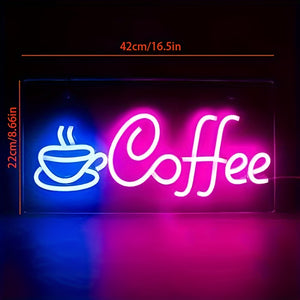1pc Coffee Neon Sign, Cafe Shop LED Neon Lights USB Powered Wall Decor Cafe Restaurant Shop Window Business Hours Sign, For Cafe, Man Cave, Bar, Home, Kitchen, Living Room, Valentine's Day, Thanksgiving, Wedding, Christmas, H
