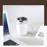 Self-Stirring Coffee Mug with Lid, 12.85oz Reusable Round ABS & Stainless Steel Cup, USB Charging Magnetic Rotating Multipurpose Mug with Built-in Lithium Battery - Machine Washable