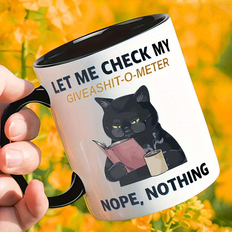 1pc, Black Cat Coffee Mug, Ceramic Coffee Cups, Cute Inspirational Quotes Water Cups, Summer Winter Drinkware, Gifts