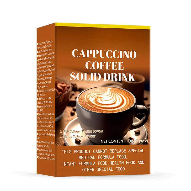 Delicious Rich Cappuccino Coffee-Flavored Solid Drink Mix - Convenient, Instant, and Easy to Prepare Beverage for Anytime Enjoyment - 10gx10 Packs