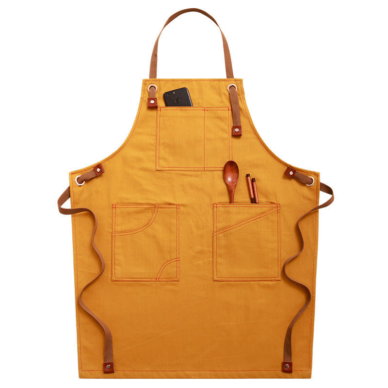 Denim Apron Female Fashion Barista Work Clothes Waist