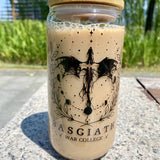 Dragon Print 16oz Glass Cup - Reusable, High-Quality Coffee & Juice Mug with Lid and Straw - Perfect for Cold Drinks, Ideal Gift