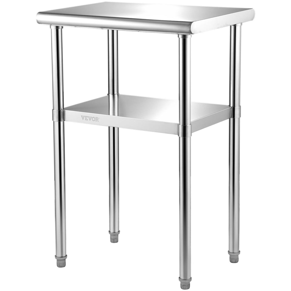 Stainless Steel Prep Table, 24 X 18 X 36 Inch, 600lbs Load Capacity Heavy Duty Metal Worktable With Adjustable Undershelf & Feet, Commercial Workstation For Kitchen Restaurant GarageBackyard