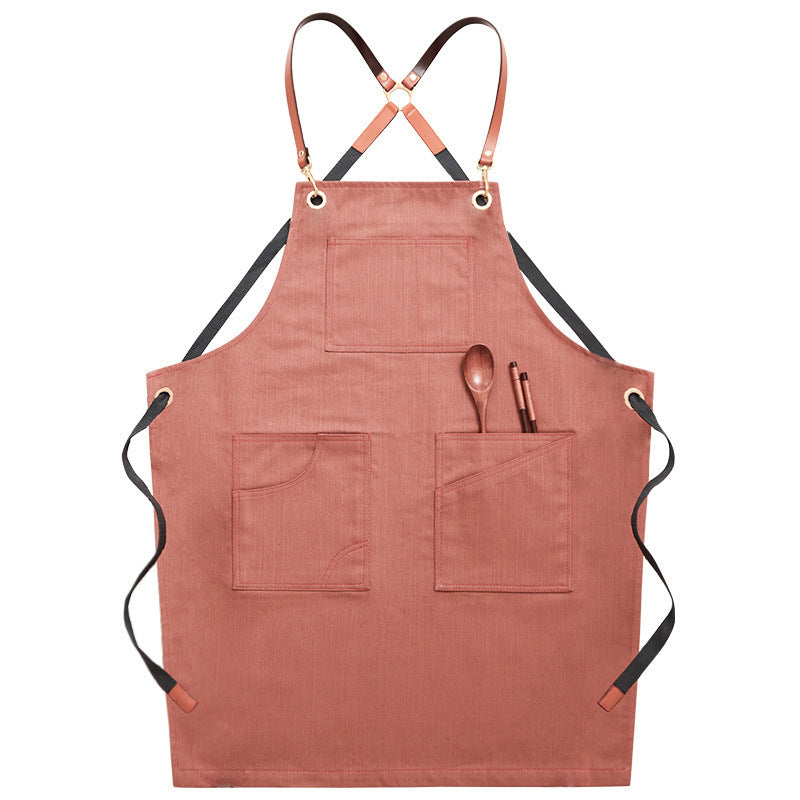 Denim Apron Female Fashion Barista Work Clothes Waist
