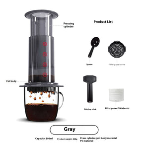 Transparent Outdoor Portable Hand Pressure Pot Coffee Machine