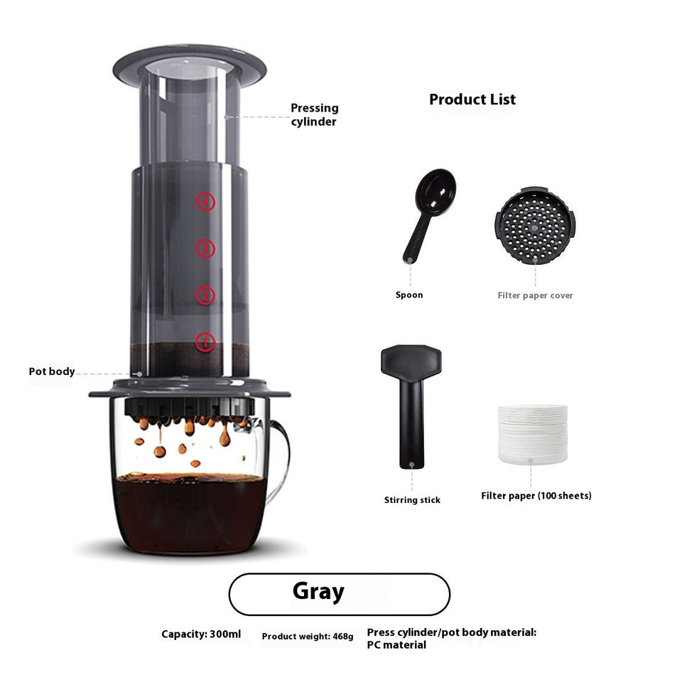 Transparent Outdoor Portable Hand Pressure Pot Coffee Machine