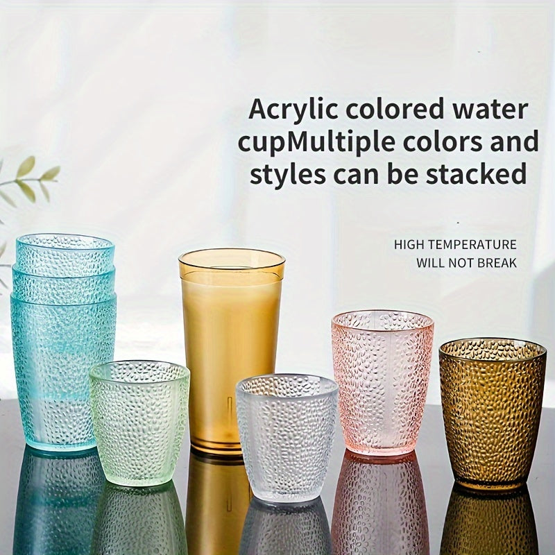 5pcs Cup Plastic Transparent Colorful Water Cup Creative Anti-fall High Temperature Home Set Restaurant Beer Drinking Water Cup Tea Cup Durable, Transparent Colorful Water Cup, Suitable for Home, Restaurant, Beer, Drinking Te