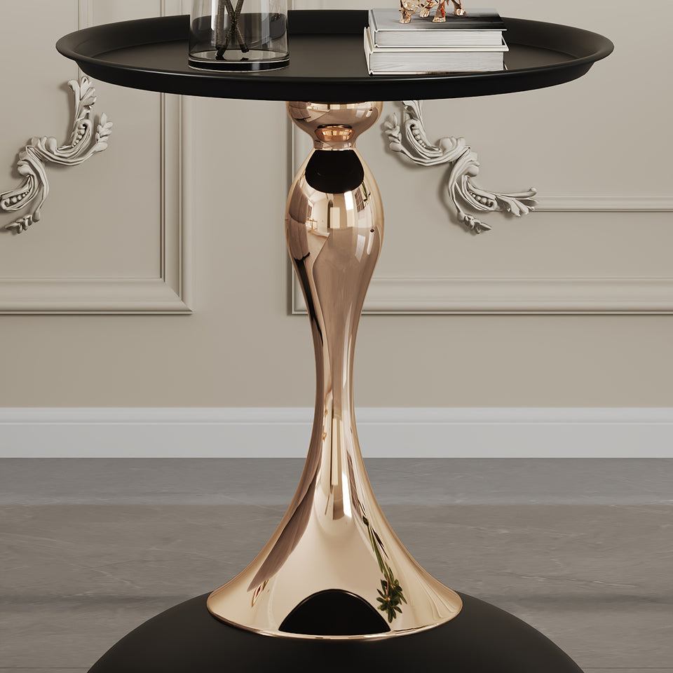 Round Small Metal Side Table, Mid Century End Table, Vintage Pedestal Accent Coffee Table for Small Spaces, Living Room, Bedroom Balcony and Office