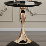 Round Small Metal Side Table, Mid Century End Table, Vintage Pedestal Accent Coffee Table for Small Spaces, Living Room, Bedroom Balcony and Office