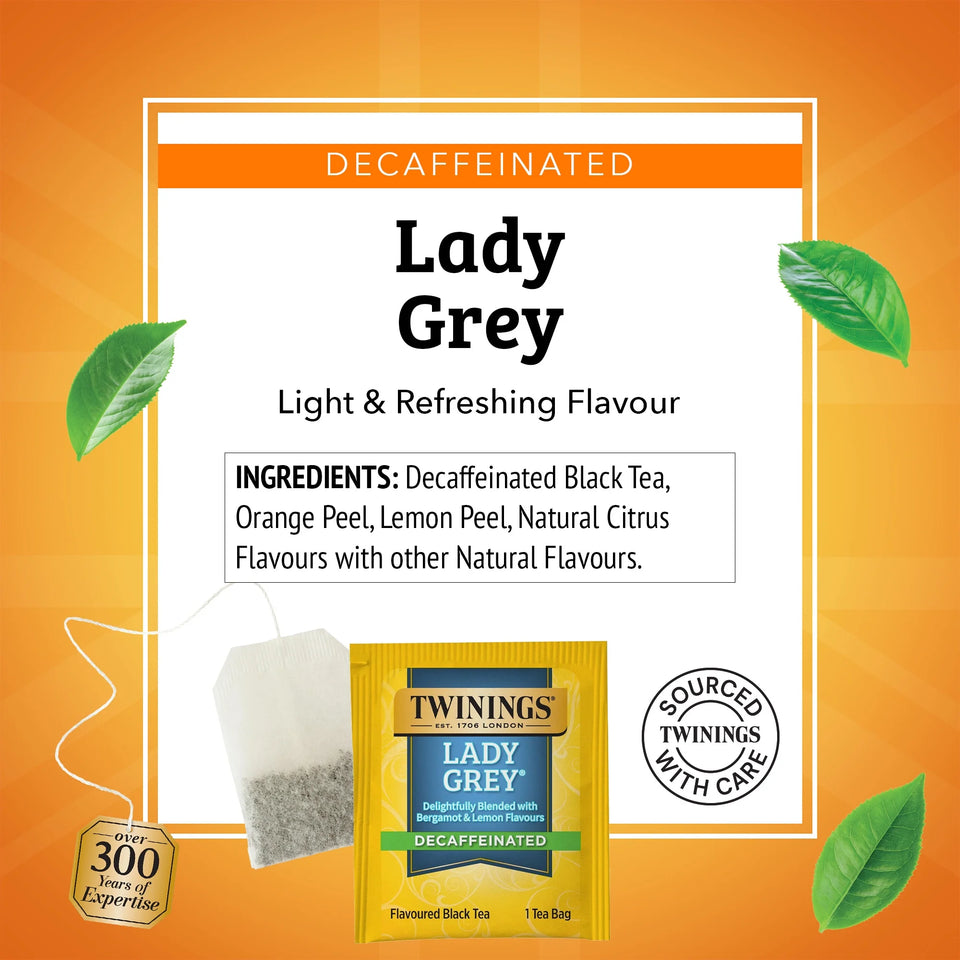 Lady Grey Decaffeinated Citrus Black Tea Bags, 20 Count Box
