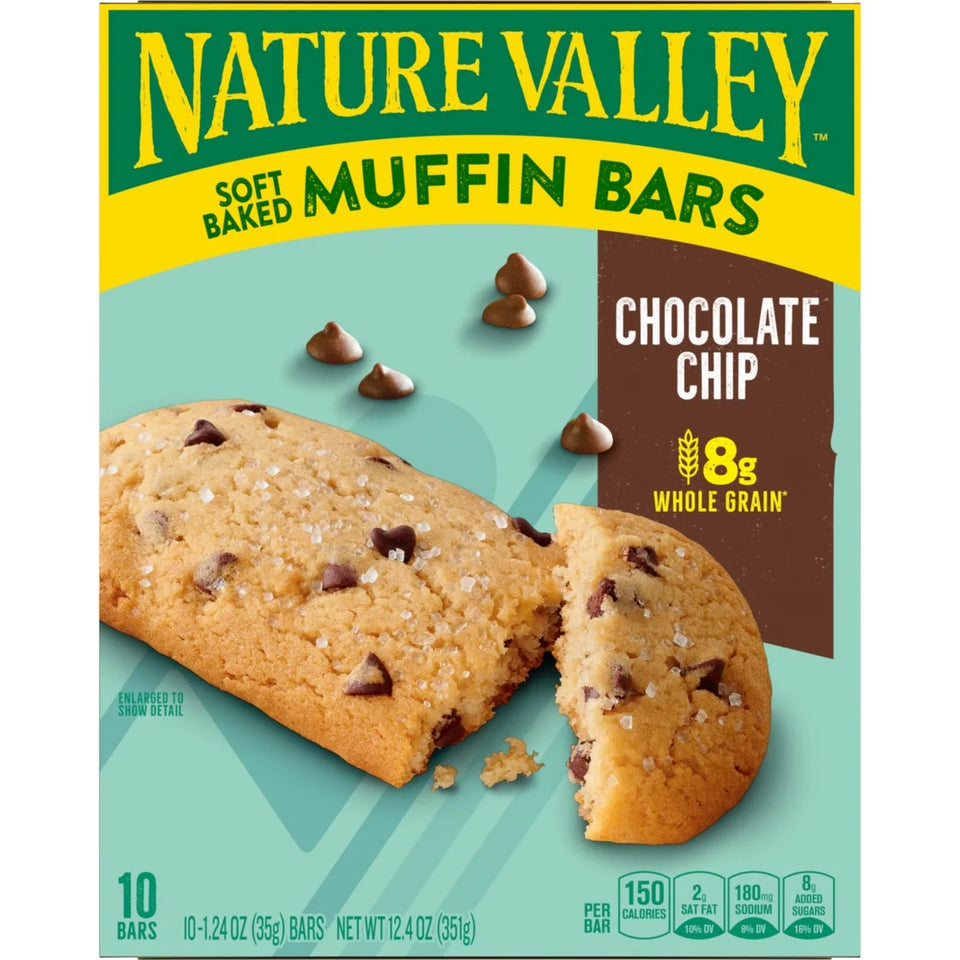 Soft Baked Muffin Bars, Chocolate Chip, Snack Bars, 10 Bars, 12.4 Oz