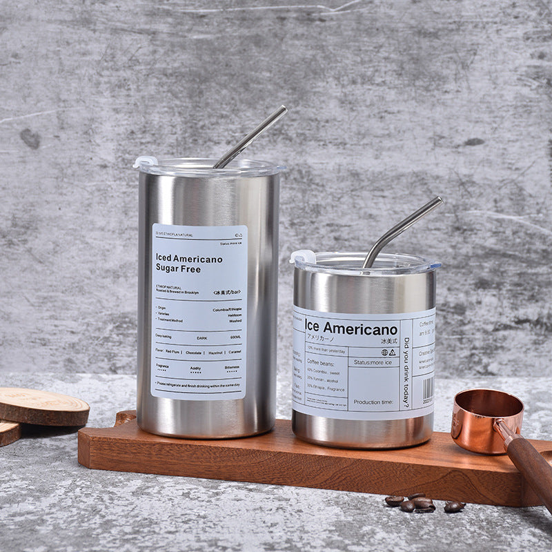 Alloy Ice Coffee Cup Vacuum Double-layer Portable Portable Water Cup Gift