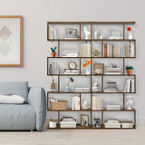 1pc Costway 6 Tier S-Shaped Bookshelf Storage, Display Bookcase Decor Z-Shelf, Coffee