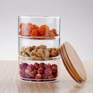 1set, Home, Restaurant, Party, Multi-layer Snack and Cereal Storage Glass Jar, Easy to Store Daily Snacks and Dried Fruits, Suitable for Cereal, Snacks and Other Storage and Packaging
